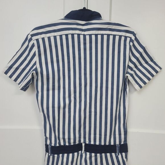RomperJack Blue And White Striped Romper, Medium - Picture 10 of 12